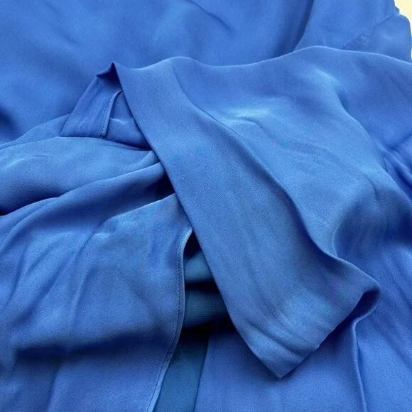 🆕 ALICE + OLIVIA 🧿 NWT Alita Spaghetti Strap Drape Asymmetrical Dress Blue Sz4 - Picture 12 of 16